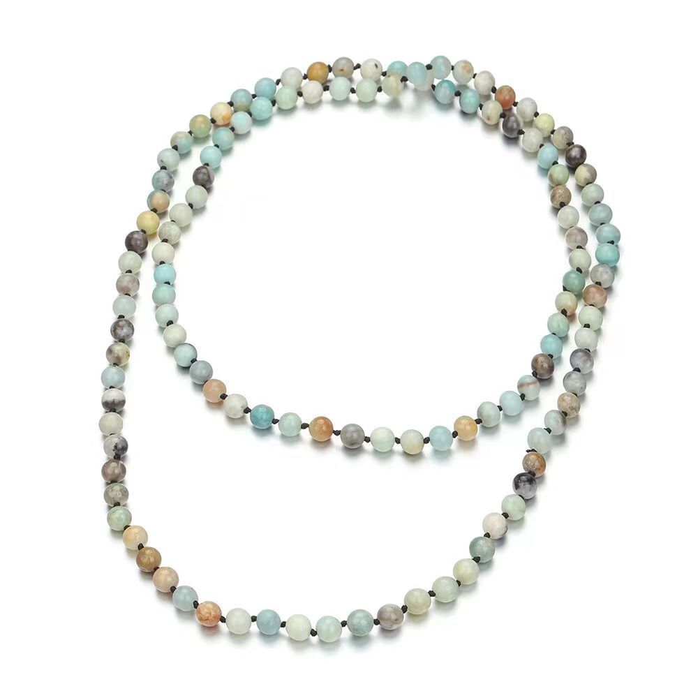 JMXD - Каменное ожерелье длиной 1,2 м, готовое бисерное украшение, вручную нанизанное, узелковое ожерелье для мужчин и женщин