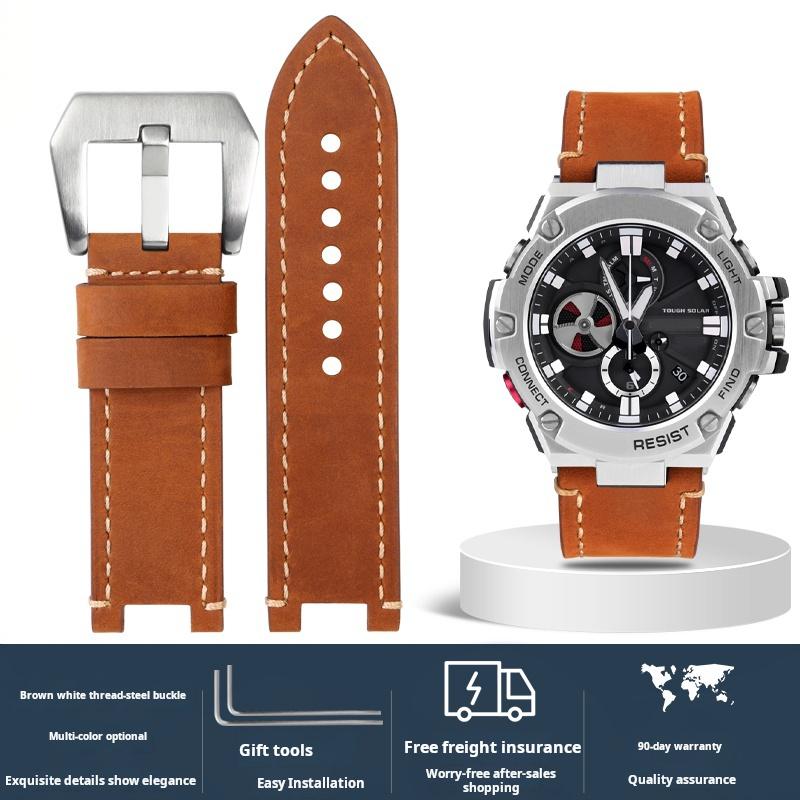 For Casio G-SHOCK series men's watchband Steel Heart GST-B100/S110/S310/W300/410/400g Vintage cowhide watch strap accessories
