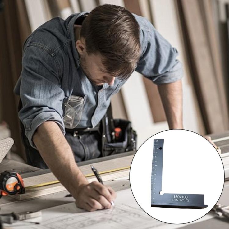 Right Angles Ruler Positioning Block Layout Tool Aluminium Square with Seat Precision Woodworking Ruler Measuring Tool