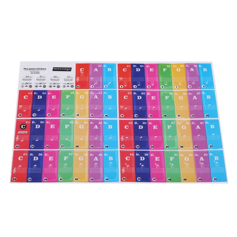 Piano Sticker Keys New Colorful Transparent Piano Keyboard Stickers Electronic Keyboard Sound Name Key Piano Accessories