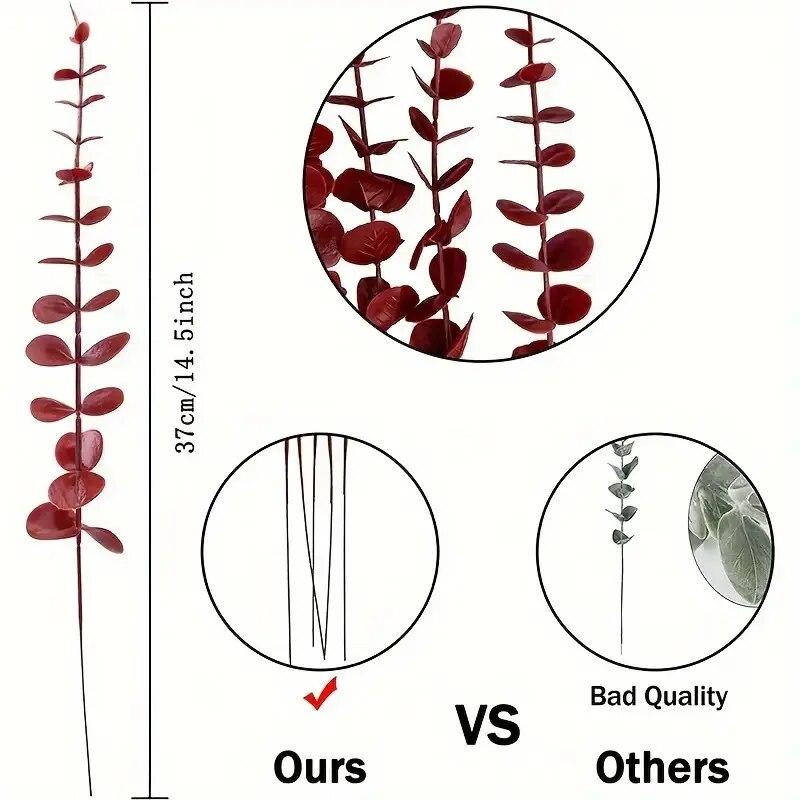 10pcs Artificial Plants Eucalyptus Leaves Green Leaf Branches for Home Garden Wedding Decoration Flowers Bouquet Centerpiece
