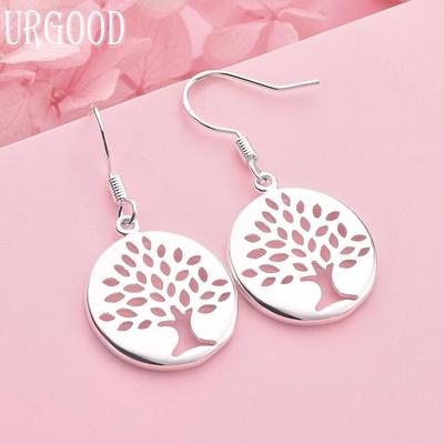 925 Sterling Silber Baumförmige Hängeohrringe Hochzeits Schmuck