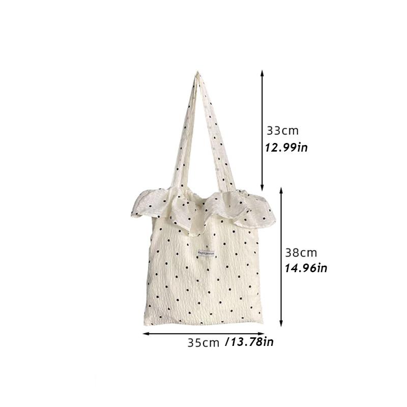 All-match Wave Point Chiffon Shoulder Bag Large Capacity Fairy Mesh Handbag Commuting Bag Korean Style Tote Bag Women