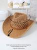 Böhmischer Hohlstrohhut Sommer Strandurlaub UV-Schutz Gewebter Panama Cowboyhut Unisex