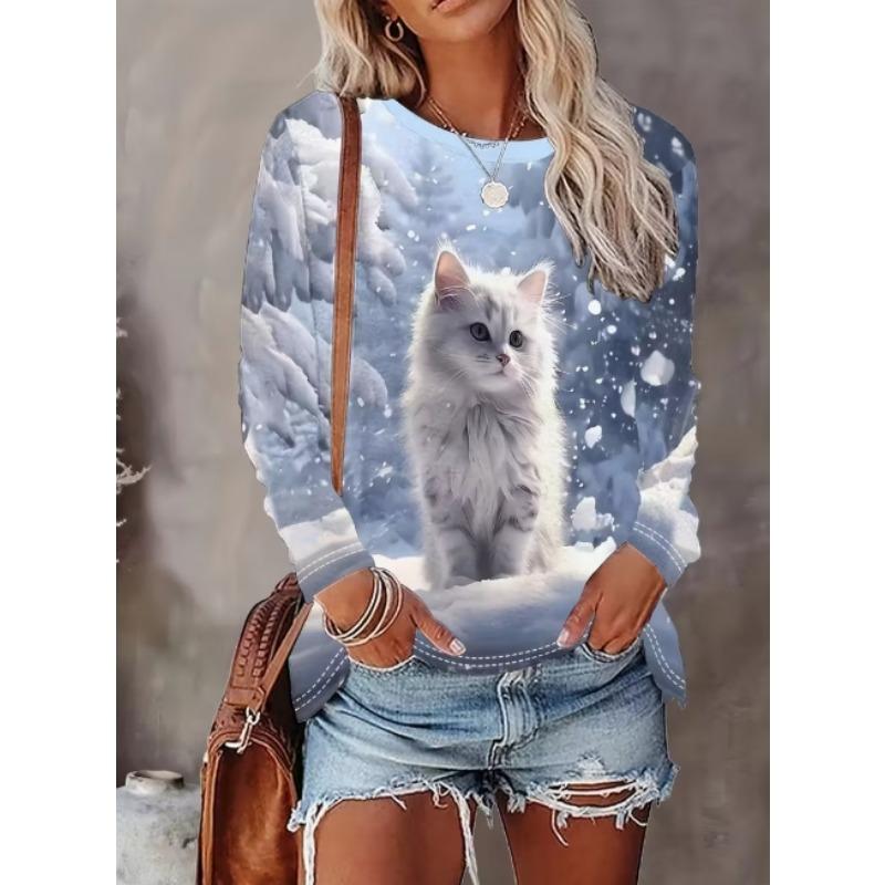 Damen T-Shirt Grafik Tier Libelle Elegant Mode T-Shirts Langarm T-Shirts V-Ausschnitt Reguläre Oberteile Pullover Herbst