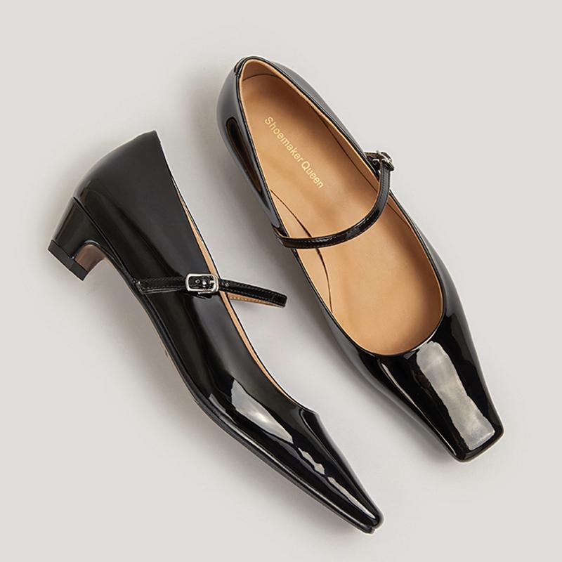 Designer Lackleder Damen Mary Jane Schuhe Mode Flach Niedriger Absatz Frühling Herbst Hochzeitspartyschuhe
