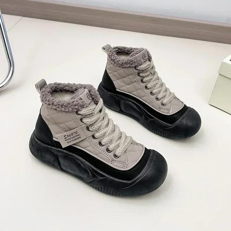 Fashion Snow Boots for Women In Winter, New Style with Added Fleece and Thick Warm Cotton Shoes, High Top Soft Soled Casual Sports Shoes
