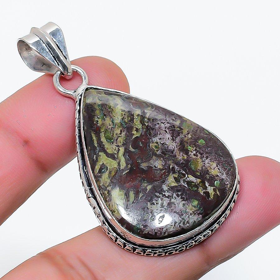 Natural Dragon Blood Gemstone Handmade 925 Sterling Silver Pendant 1.93 AP-14750