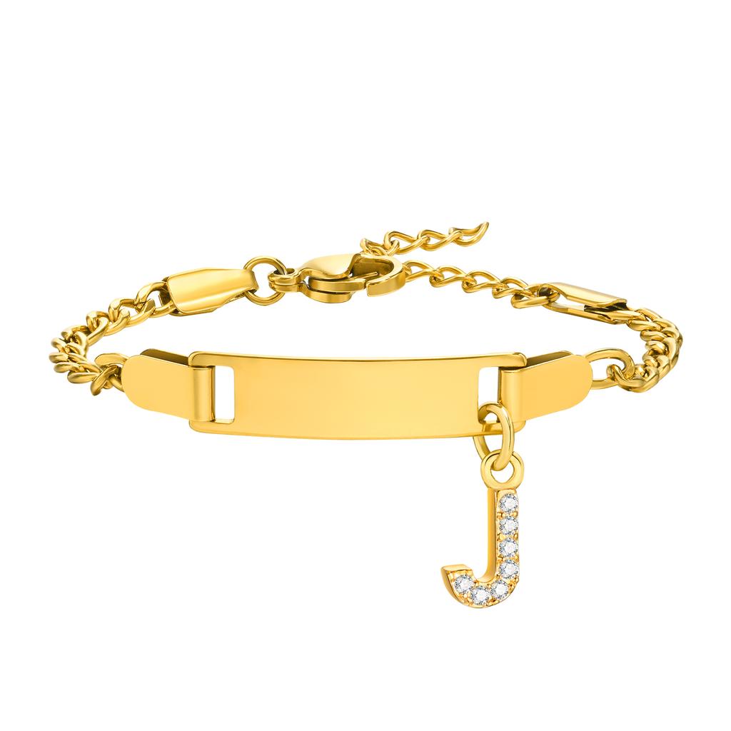 Bracelet Personnalisé au Nom Avec Initiales pour Garçon Fille, Gravure Gratuite Date ID Bracelet de Poignet Cadeau d'Anniversaire