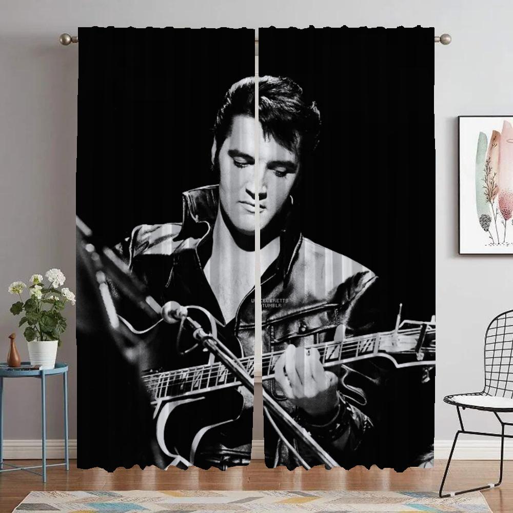 

Домашний интерьер Шторы для гостиной Тюль Элвиса для спальни Шторы 2 шт. Украшения для Хэллоуина Плотные шторы W50xH70cmx2pcs-CL