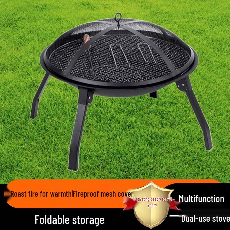 Folding Outdoor BBQ & Tea Table with Roasting Stove