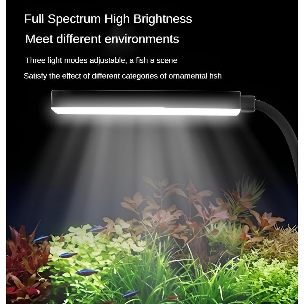 360° Smart Dimming Fish Tank Small Clip Lamp RGB Modes Full Spectrum Aquarium Light Flexible Adjustment Fish Tank Light