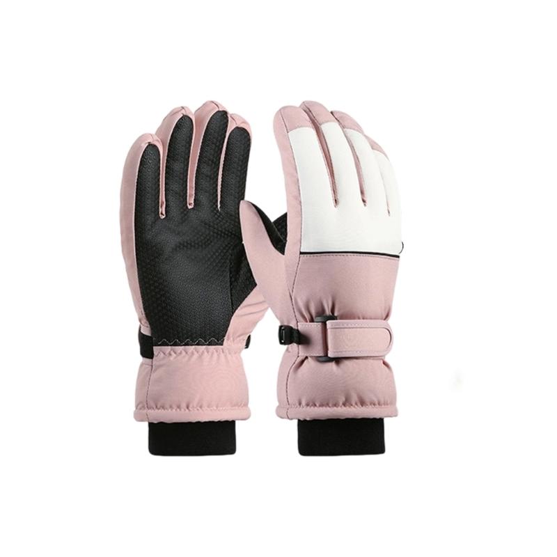 Kids Winter Ski Gloves with Simple Design NonSlip Water Resistant Gloves for Skiing Snowboarding Adult Teens Use светло-розовый