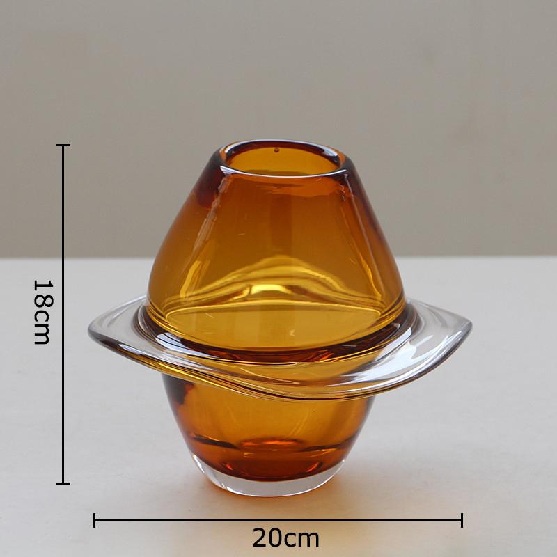 

Transparent Amber Color Glass Vase Hydroponics Plant Pot Table Decoration Flowers Arrangement Floral Vases Room Aesthetic Decor