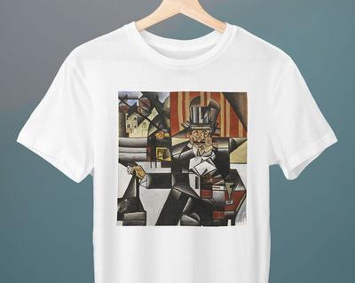 Man In the Cafe, Juan Gris Painting, Unisex T-Shirt, Art T-Shirt, Cubism, Geometric, Gift for Her, Gift for Him, Art Lover Gift