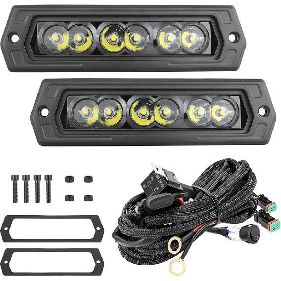 YCHOW-TECH Flush Mount LED Light Bar 2PCS 7 Inch 120W CREE LED Pods Spot Beam Backup Driving Lights Fog Lamp Reverse Bumper Light Grill Mount 7inch flush mount - Spot