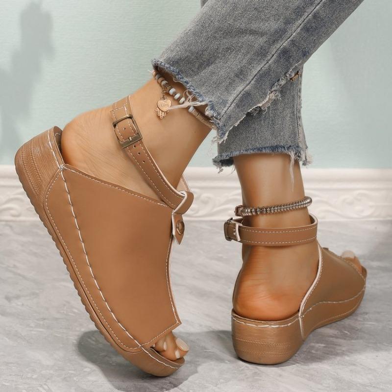 Fashion Women's Sandals 2025 New Summer Shoes For Women Wedge Heels Sandals Soft Heeled Slippers Low Platform Summer Sandalias De Mujer
