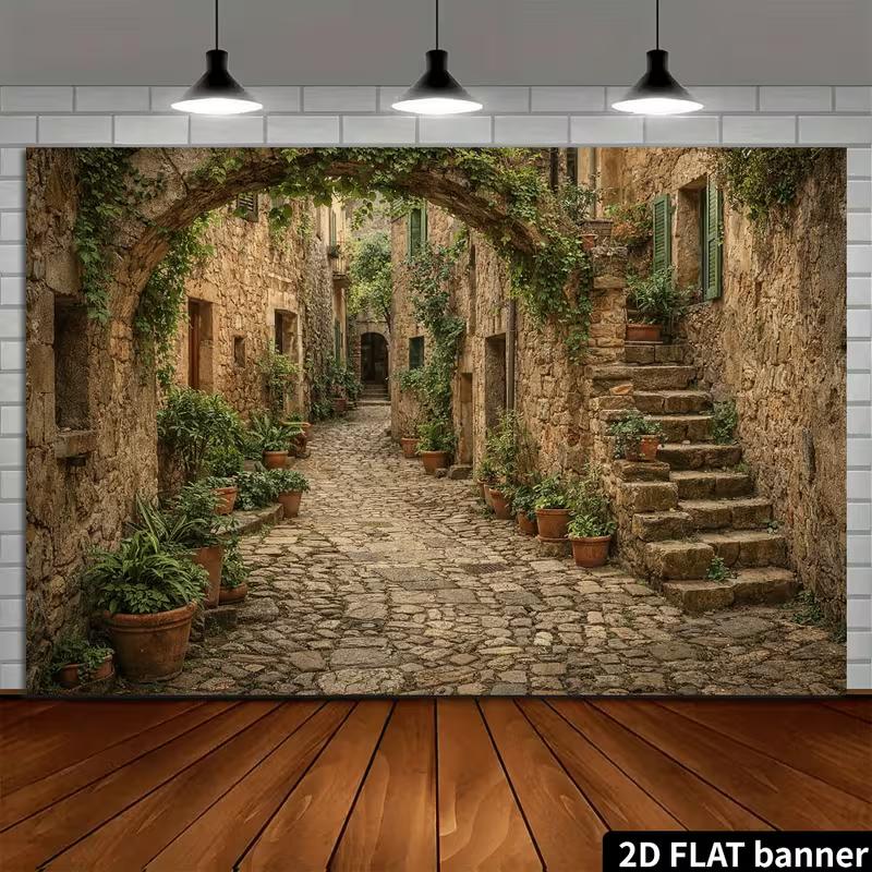 Mittelmeer-Kopfsteinpflaster-Gasse Hintergrund Fotografie Hintergrund