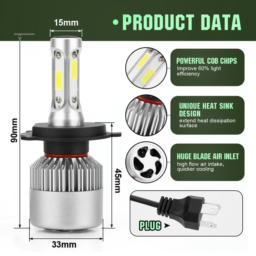H4 H7 H11 Led Bulb COB Car LED Headlight Bulbs Hi-Lo Beam 6000K Car Headlamp 12V LED Light Car Lights Car Accessories Head Lamp Bulbs 7