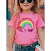 2026 Summer Fashion Girls' Pure Cotton Round Neck Short Sleeve Rainbow Heart Print T-Shirt Casual Versatile Top Trendy Clothing