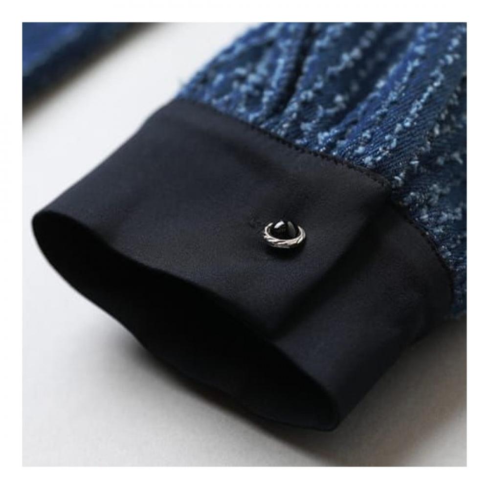 Navava Long Sleeve Dress Romantic Retro Collar Denim No710