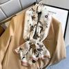 Fashion new long silk scarf women's Korean version line printing simulation silk medium length thin scarf sunscreen shawl