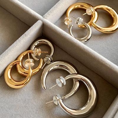 925 Sterling Silber Vintage Gold Ohrringe für Frauen Trendy Ohrring Schmuck Verhindern Allergie Party Zubehör Geschenk