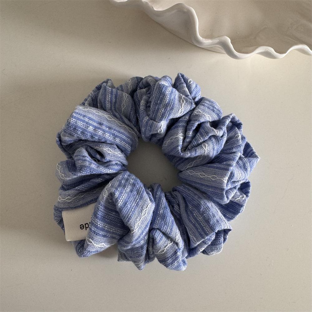 Fresh Sea Salt Striped Large Intestine Hair Tie - Versatile School Style Accessory
