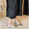 French round head flower pleated flat shoes fairy style ballet shoes with skirt lazy one pedal Mary Jane shoes