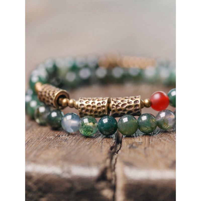 

Оригинальный дизайн Агат Двойной круг Браслет Украшение Женские Бусины Male Size 17