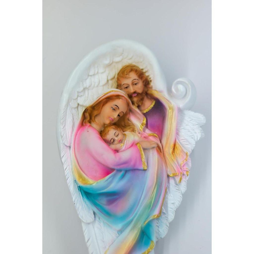 Holy Family of Mother Mary, Joseph, Jesus Christ Idol Statue Sculpture, Wall Hanging Home Decor in Polymarble Latest
