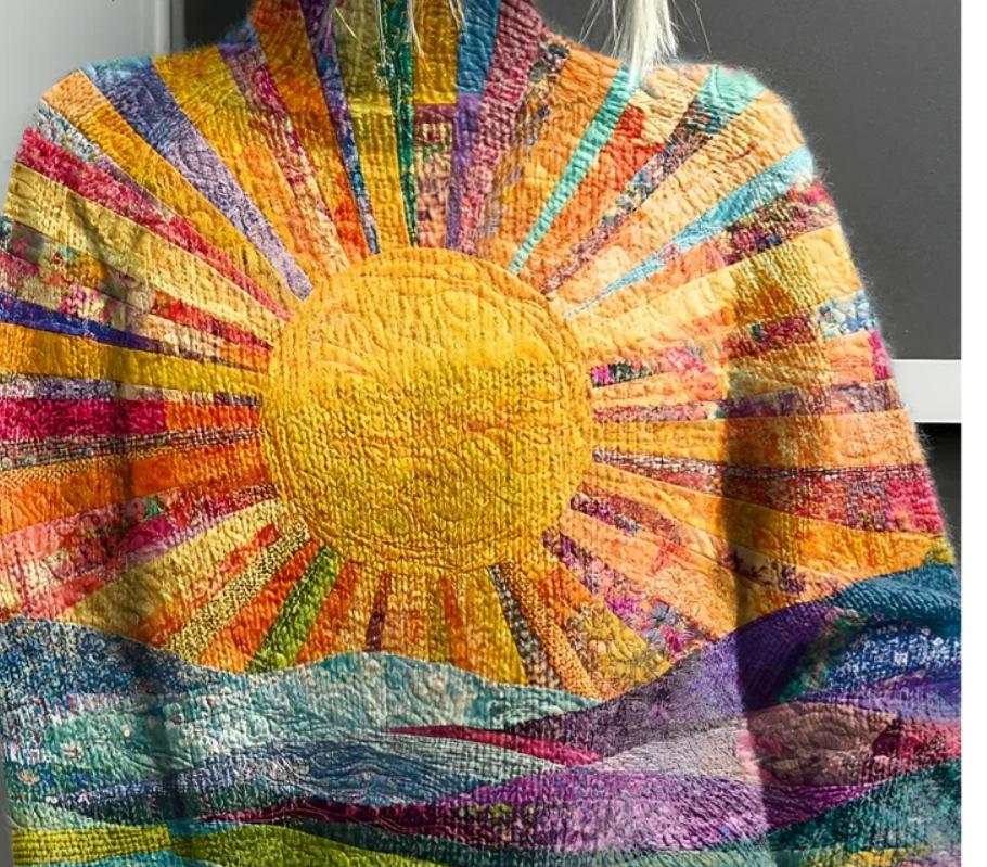 New Christmas abstract print casual cape jacket cardigan thick needle sweater