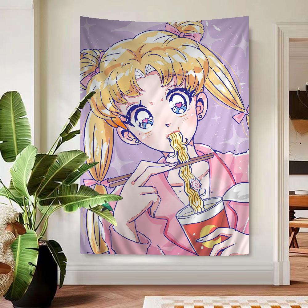 Cute Sailors Girl Moons Printed Large Wall Tapestry Hanging Tarot Hippie Wall Rugs Dorm Art Home Decor