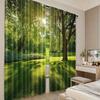 2 pieces of summer forest light and shadow printed curtains, pole bag curtains, home decoration, room decoration