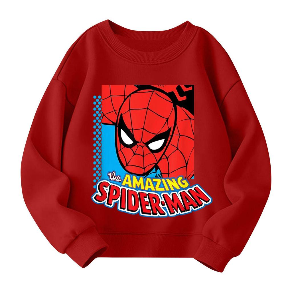 Boys and girls round neck plus velvet pullover printed top sweatshirt