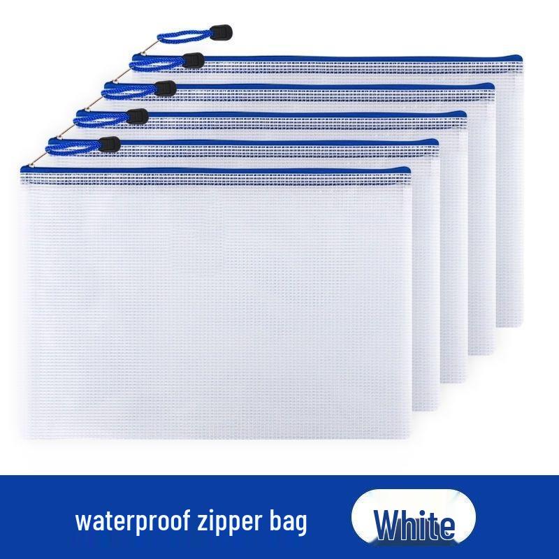

Thickened A4 Zipper PVC File Bag - Transparent Grid, Large Capacity for Students and Office Documents 1 Pack