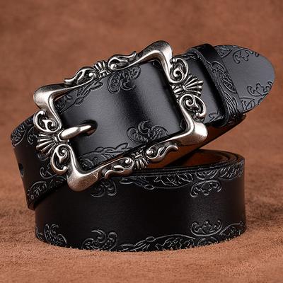Carved Belt Leather Belt Belt Ladies Decorative Belt Women'S Simple Pin Buckle