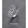Adjustable Open Ring With Angel Wing Motif Sterling Vintage Punk Boho Jewelry Women Men