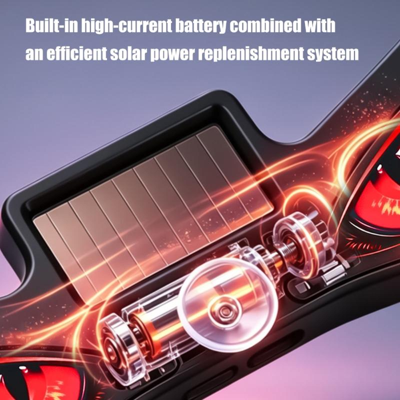 Dynamic Flashing Vehicle Window LED Warning Light with Solar and USB Rechargeable Power, Suction Cup Accent Lamp for Daily Driving