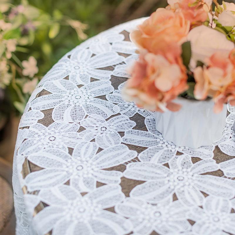 Coffee Table Tablecloth Internet Celebrity Lace Living Room Household Small Round Table Tablecloth Nordic Style Hollow Dining Table Cloth Cloth Round