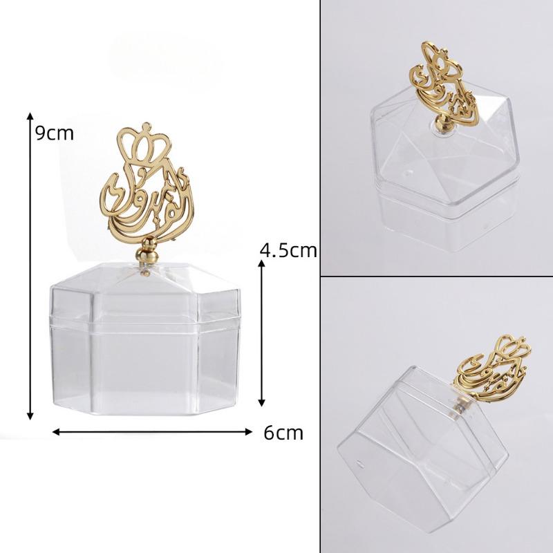 Wedding Candy Box Electroplated Gold Candy Box Transparent Hexagonal Packaging Box Plastic Box