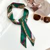 Long silk scarf new niche fashion versatile plaid leopard print neck scarf headscarf headband hair tie decorative belt