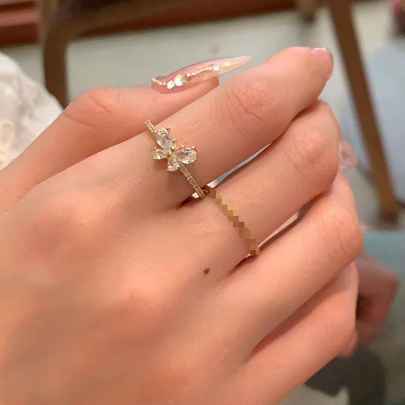 Elegant Diamond-Studded Butterfly Zirconia Ring for Women – High-End, Stylish Index Finger Band
