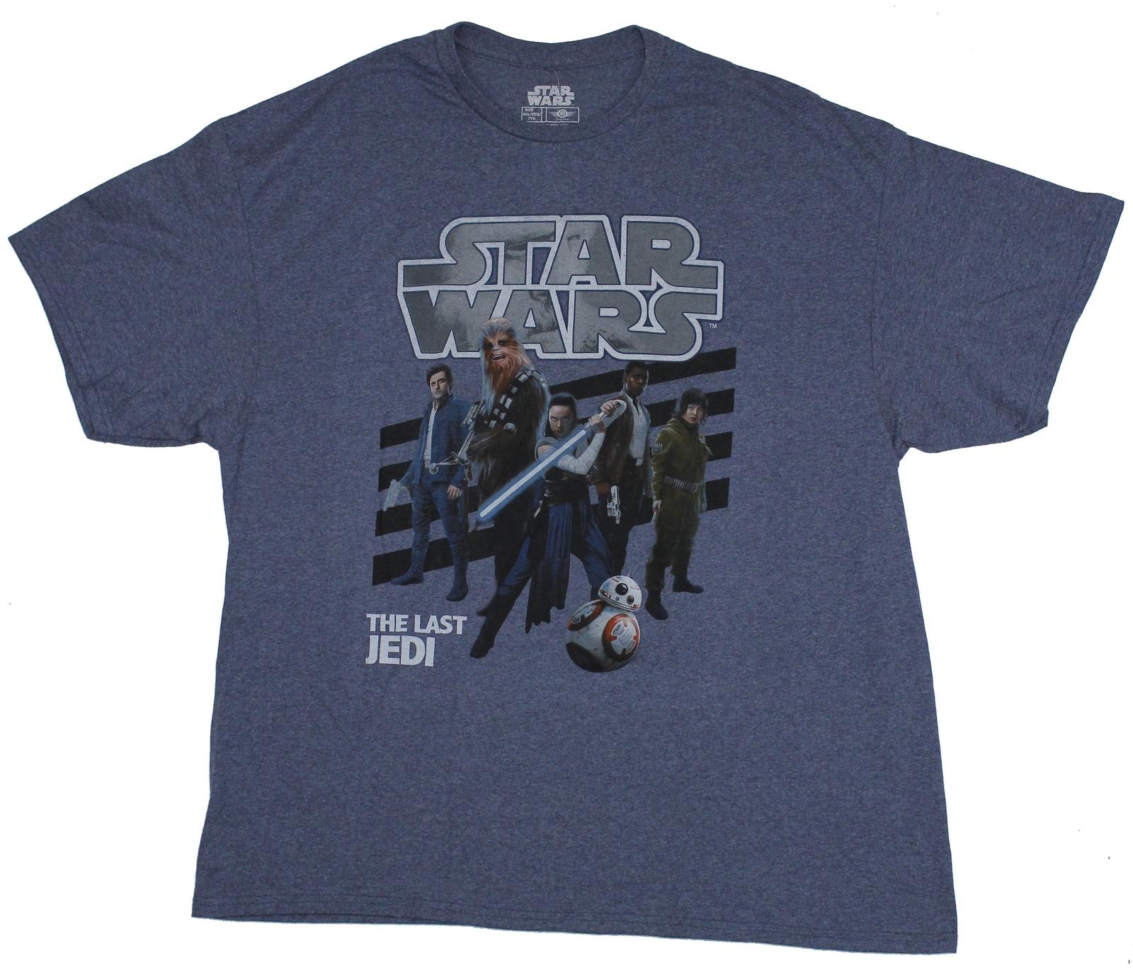 Star Wars Adult New T-Shirt - The Last Jedi Full Color Cast Under Logo XXL