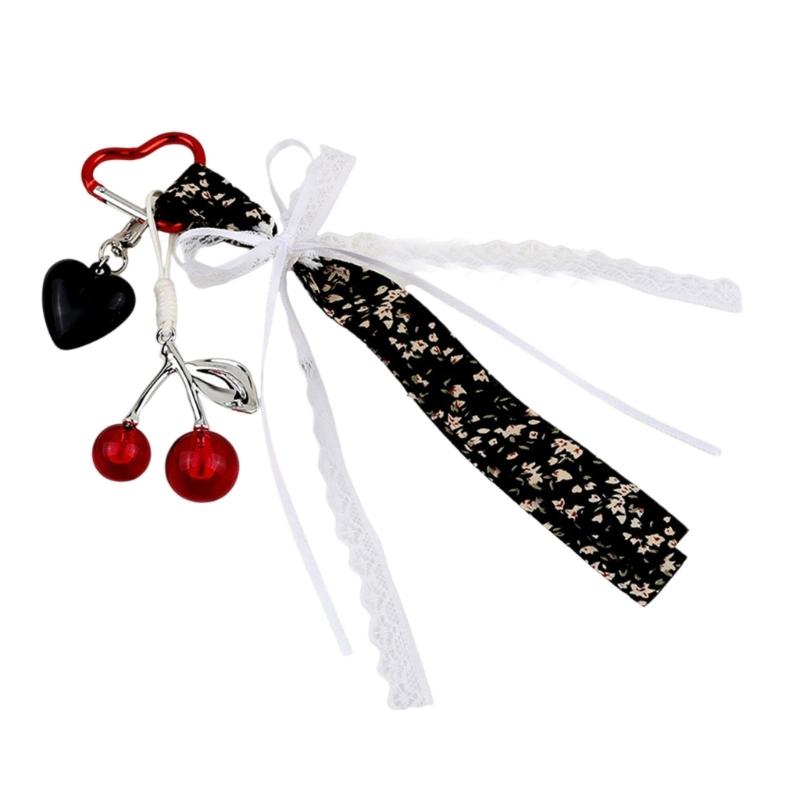 Cute Heart Keychain,Bag Charms,Cherry Key Chain Accessories Decor for Purse Handbag Car Keychain For Women and Girls