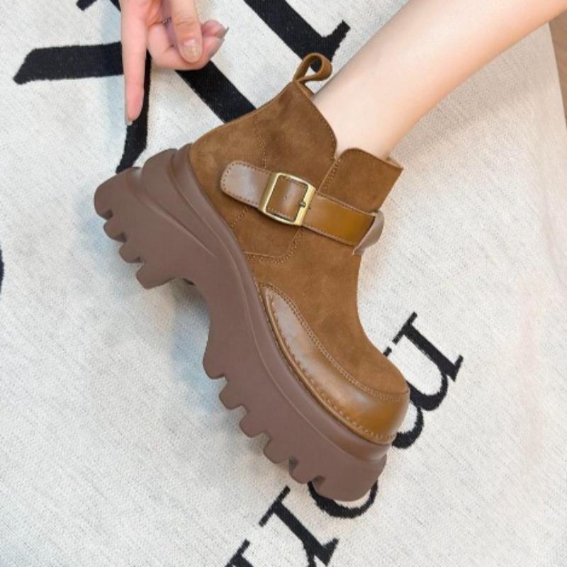 Fashion Ankle Boots for Women High Heels Fashion Buckle Shoes 2025 Designer Suede Winter Short Boots Cozy Dress Pumps Casual Zapatillas