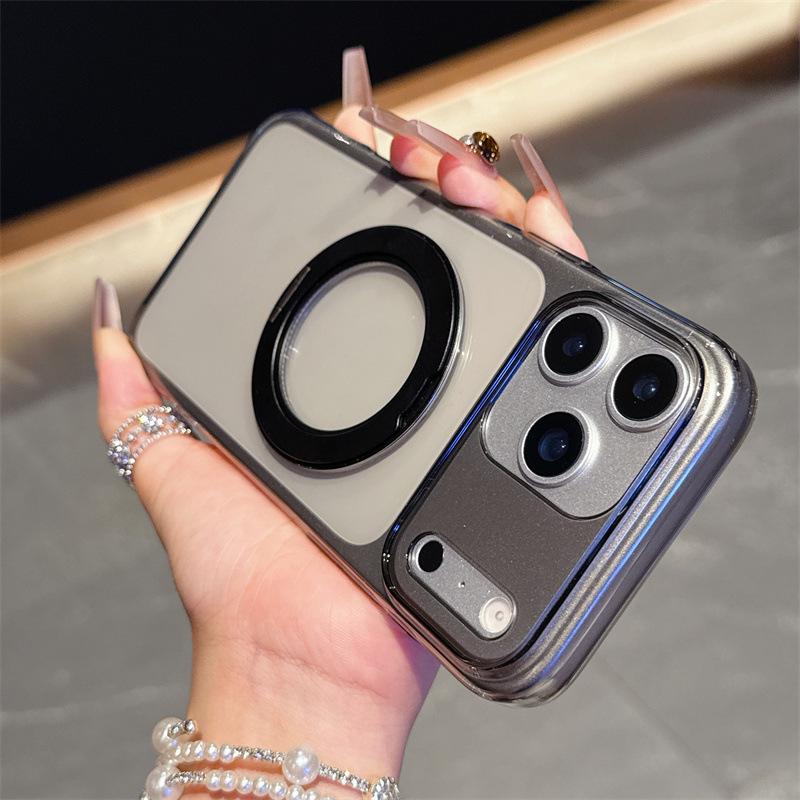 

Rotating Stand Case for iPhone 17 Pro Max, Transparent Full Coverage Protective Case for Apple 16 Pro 15 Pro чёрный