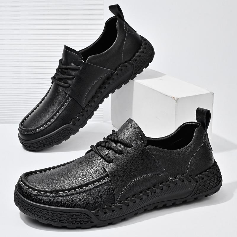 Fashion Leather Shoes Man Casual Loafers Luxury Design Slip on Male Dress Shoes Leisure Style Big Size Outdoor Wear-resistant Sole