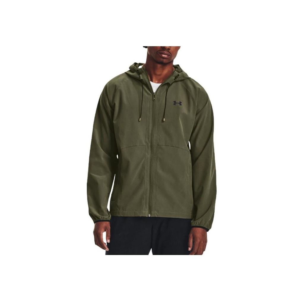 Under Armour Solid Color Hooded Zip-Up Long Sleeve Jacket Men Jacket Olive-Green 1377171-390