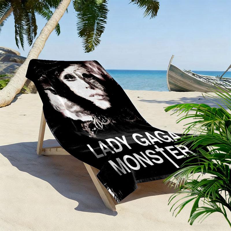 LADY GAGA Print Beach Towel, Large Soft Quick Dry Towel for Beach Camping Swimming